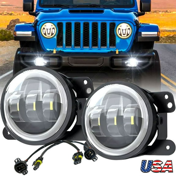 Bumper 4" Led Drivning Fog Lights for Jeep Wrangler JL JT JK Rubicon 2007-2023