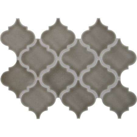 MSI Dove Gray Arabesque 10-1/2 in. x 15-1/2 in. x 8 mm Glazed Ceramic Mesh-Mounted Mosaic Wall Tile (11.7 sq. ft. / case)