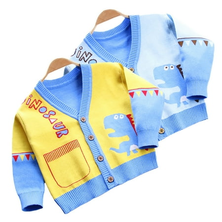 

Esaierr Toddler Baby Boys Cardigans Sweater for Kids Dinosaur Cardigans Jacket Cotton Long Sleeve Button Knit Top for 2-8Y