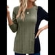 thumbnail image 2 of Camisa Asimétrica de Larga con Botones y Bloques de Color para Mujer, Ribete de Botones Claros y Abertura Lateral en la Cintura. Verde M, 2 of 8