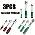 thumbnail image 3 of Extendable 3-Piece Ratchet Wrench Set, 1/4" 3/8" 1/2" Drive, 72-Tooth Quick-Release & Reversible Gear, Soft Grip Handle, Heavy-Duty Mechanical Repair Tool, 3 of 11