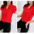thumbnail image 4 of Las mujeres de la moda Casual manga corta gasa camisa Femininas Tops Formal oficina blusa más el tamañopangjing, 4 of 4