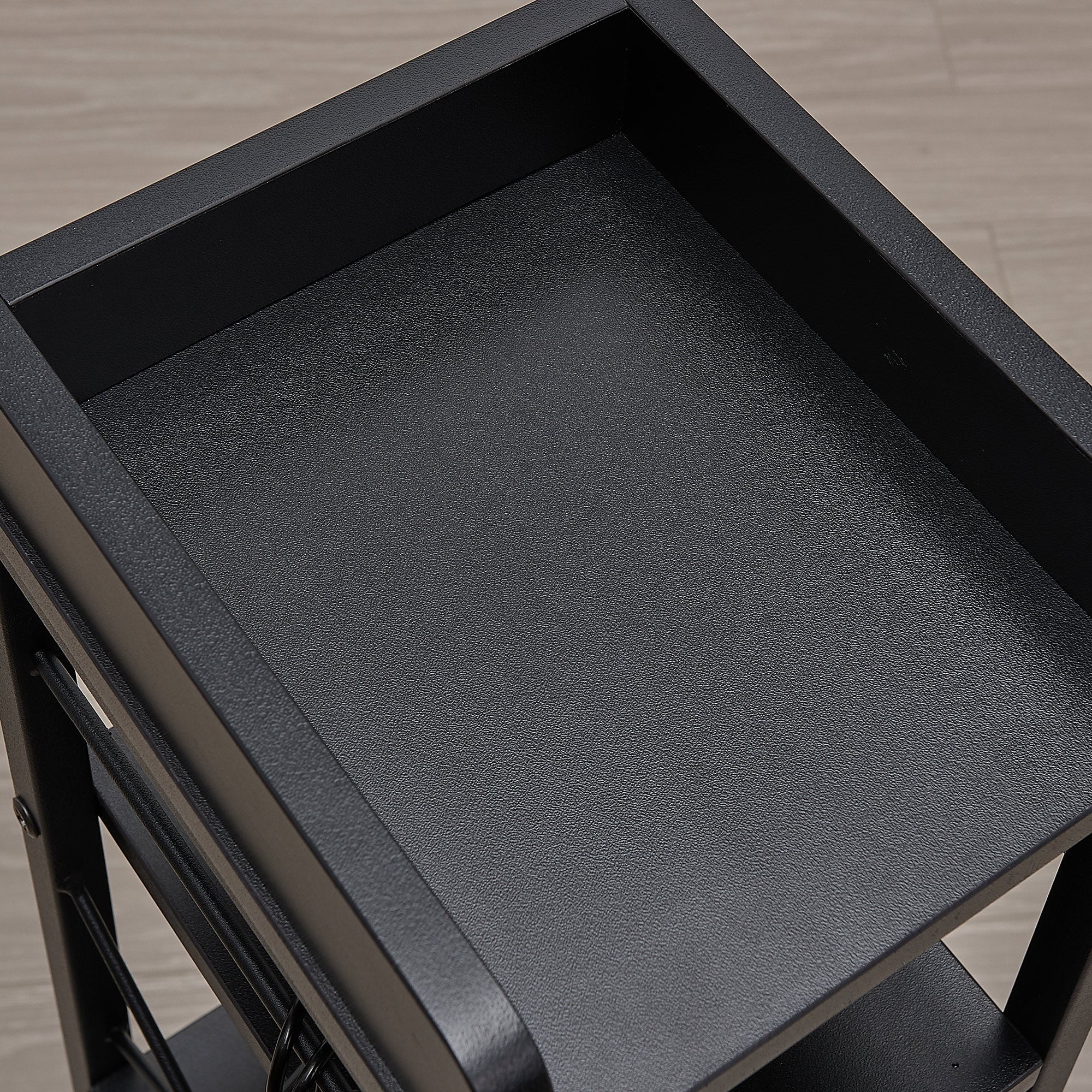 VECELO Small Bathroom Storage Cabinet, Corner Floor Cabinet with Toilet Paper Holder and Shelves, Black