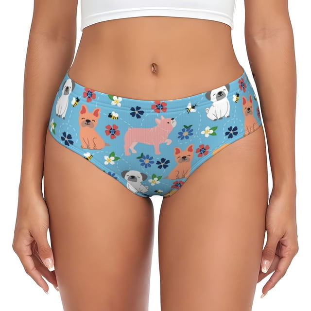 Balery Cute Dog Ropa Interior de Algodón para Mujer con Dibujo – Braguitas Cómodas y Elásticas, Estilo Clásico-3X-Large