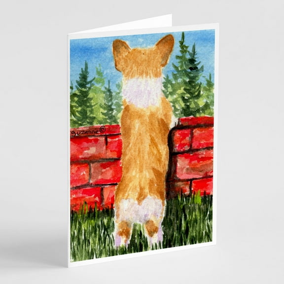 Corgi Greeting Cards and Envelopes Pack of 8