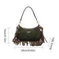 thumbnail image 3 of Bolso Vintage para Axila Retro Gamuza Sintética Mujer Con Borla () Verde, 3 of 9