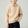 thumbnail image 2 of Qiyinn Boys' Fashion Solid Color Knitted Half Zipper Shoulder Insert Long Sleeve Sweater Half High Collar Top | Kids Boys Girls Casual Top Daily Wear School Comfortable Outfit, 2 of 8