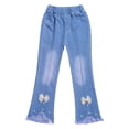thumbnail image 3 of Alvivi Kids Girls Ruffle Flare Raw Hem Denim Pants High Waisted Bell Bottom Jeans Casual Trousers Type C 140/4XL, 3 of 7
