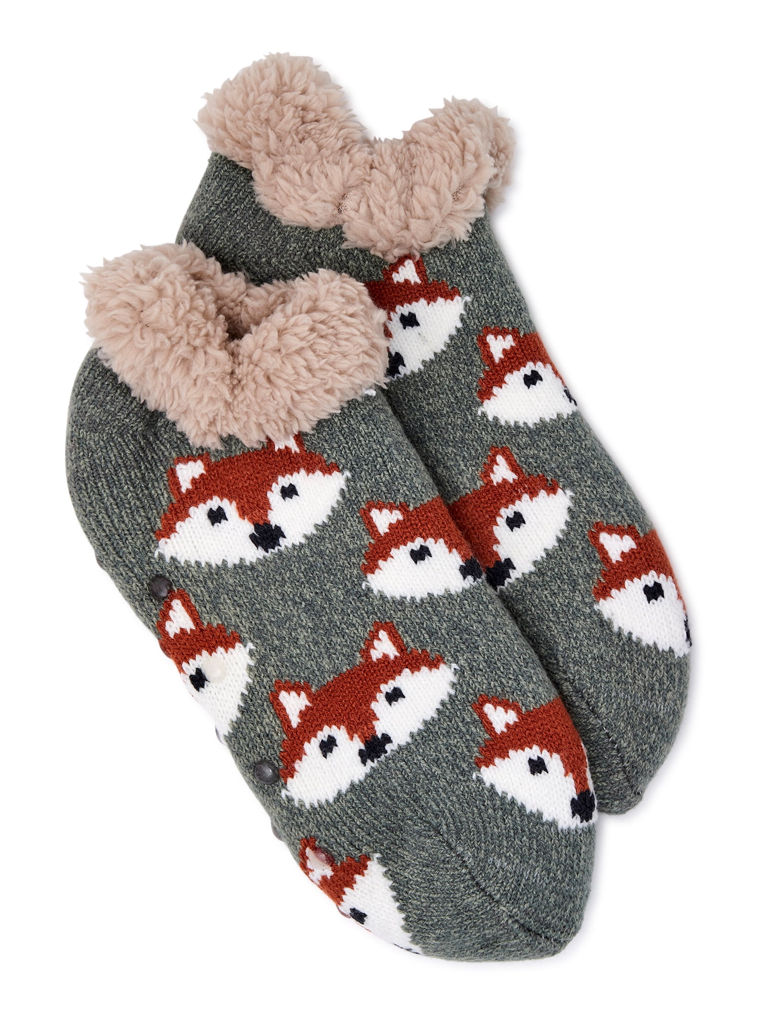 Joyspun Women's Knit Critter Slipper Socks, 1-Pack, Size 4-10