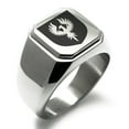 thumbnail image 1 of Stainless Steel Phoenix Resurrection Coat of Arms Shield Engraved Square Flat Top Biker Style Polished Signet Ring, 1 of 1
