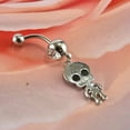 thumbnail image 5 of 1pc Piercing Jewelry Brass Cubic Zirciona Navel Ring Belly Rings with 304 Stainless Steel Bar Lead Free & Cadmium Free Skull 47mm : 25x11mm Bar: 14 Gauge(1.6mm) Bar Length: 3/8"(10mm), 5 of 8
