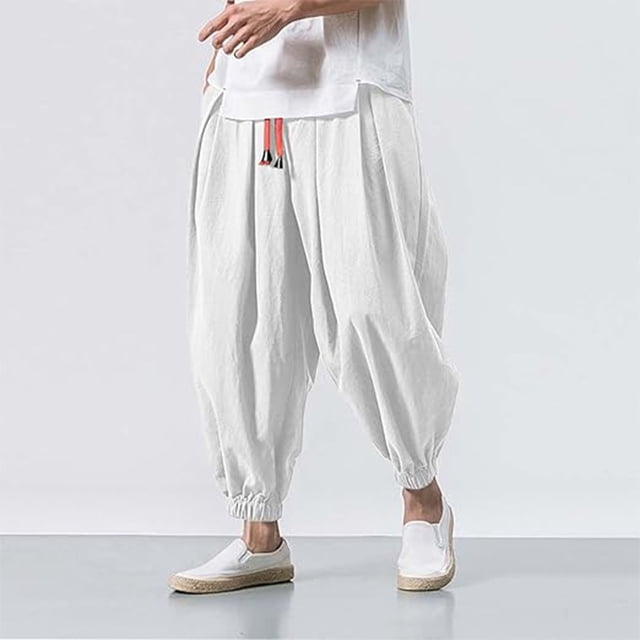 Pantalones largos para hombre, informales, para uso diario, para exteriores, playa, holgados, ligeros y transpirables, de poliéster.