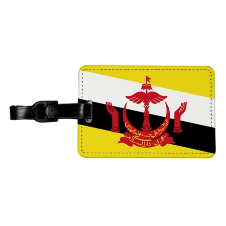 Brunei Darussalam Country Flag Faux Leather Travel Luggage Tag