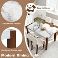 thumbnail image 4 of Harper & Bright Designs Faux Marble Dining Table Set for 4, 5 Pieces Rectangle Dining Table with 4 Upholstered Chairs for Small Space Kictchen, Beige+Brown, White, 4 of 16