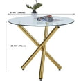 thumbnail image 2 of Round Dining Table with Clear Tempered Glass Top and Gold Legs, Round Glass Table for Restaurant/Dining Room 35.43" D x 35.43" W x 29.5" H, 2 of 14