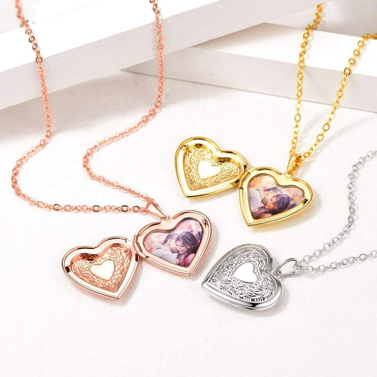 18k Gold Chain Necklace Love Heart Pendant Wedding Engagement Party Jewelry  Gift