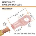 thumbnail image 2 of SELTERM 1/0 AWG 3/8" Ring Wide Battery Cable End Terminal Lugs Bare Copper 10ea, 2 of 7