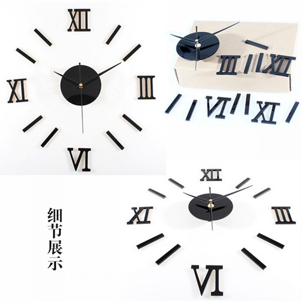 Roman Numerals Frameless Large Acrylic Mirror Surface 3D DIY Wall Clock Home Office School Wall Decor Clock Stickers - image 3 of 7