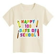 thumbnail image 4 of Toddler Girls Tank Tops Summer 100 Days Of School Breathable Cartoon Print T Shirt Happy 100Th Day Pullover Top Beige Athletic Performance Shirts 3-4T, 4 of 4
