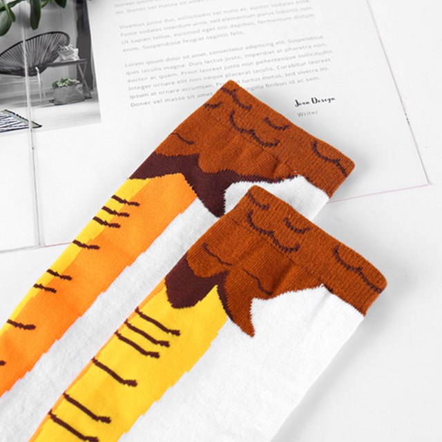 Calcetines Patrón divertido de patas de pollo - Accesorios de cosplay de animales (Costura L) Blanco Sywqhk Para Estrenar