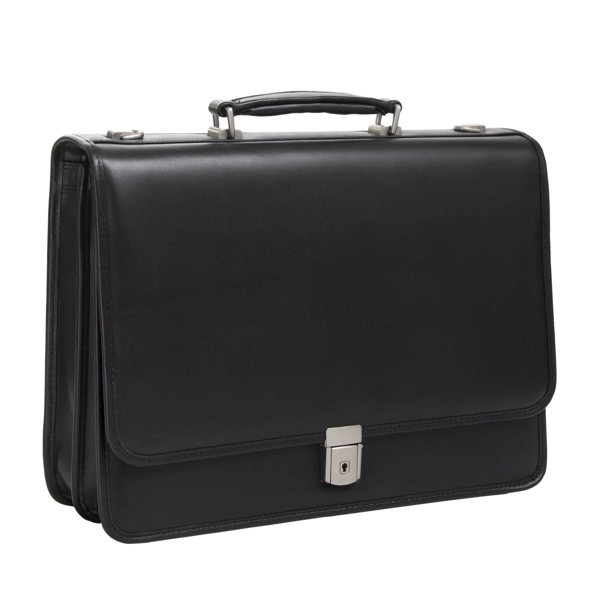 15 Leather Flapover Double Compartment Briefcase V Series 83545 McKlein Top Grain Cowhide Leather Lexington Black 