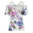 thumbnail image 6 of Patlollav Clearance Womans Summer Tops V-Neck Lace Patchwork Short Sleeve Sexy Blouse, 6 of 7