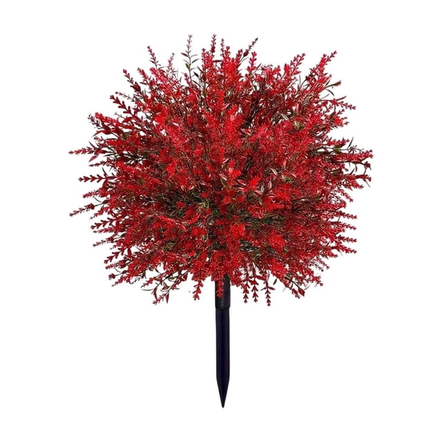 SLYNSHome Arbres Boules de Buis Artificiels Rouges Résistants aux UV Faux Arbustes à Feuillage Persistant avec Piquet de Sol, Fausses Plantes pour Extérieur Intérieur Porche avant Jardin