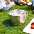 thumbnail image 6 of 1PC Beverage Tub Large Ice Bucket for Parties, Thick Metal Galvanized Tub Drink Buckets, Beverage Bucket with Handles, Drink Bucket for Indoor & Outdoor Party (Sliver), 6 of 7