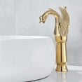 thumbnail image 4 of Grifo mezclador de lavabo de lujo, elegante grifo monomando para lavabo de un solo orificio con construcción de latón macizo sin plomo, acabado dorado, pulido brillante para el tocador de su baño, 4 of 5