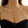 thumbnail image 3 of Y Lariat Necklace Dainty: Gargantilla de cadena de eslabones con collar de gota ajustable para dama, 3 of 7
