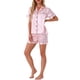 thumbnail image 2 of INSPIRAR CHIC Conjunto de Pijama de Verano para Mujeres, Camisa de Botones con Pantalones Cortos, Rayas Rosadas, 2 of 6
