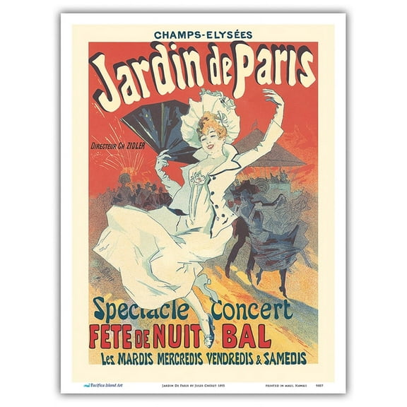 Jardin De Paris - French Music Festival (Spectacle Fête De Nuit Bal) - Vintage Concert Poster by Jules Chéret c.1890 - Master Art Print (Unframed) 9in x 12in