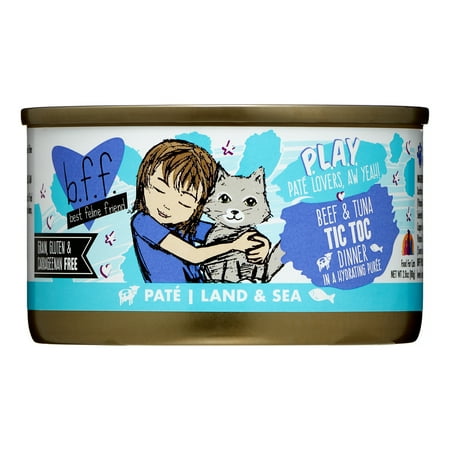 UPC: 0813778015660 | Weruva BFF PLAY Tic Toc Beef & Tuna Dinner in a Hydrating Puree Pate Wet Cat Food  (12) 2.8 oz. Cans