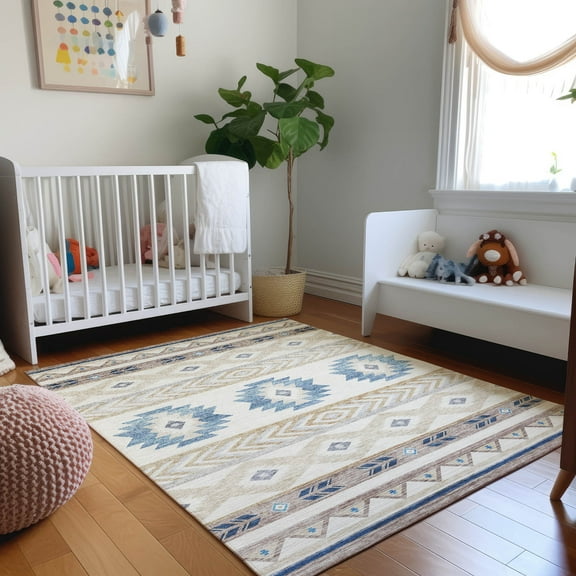 Addison Rugs Mayfield Washable Southwest Aztec Taupe Rectangle Rug, 10' x 14'