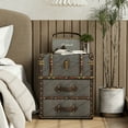 thumbnail image 2 of COZAYH Vintage Storage Chest with Buckle Hinged Top, Linen Accent End Side Table for Living Room, Office, Bedroom, Rectangle, Grey, 2 of 9