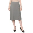 thumbnail image 3 of Women's Stretch Cotton Knit Faux Button Front Below the Knee A-Line Skirt, 3 of 11