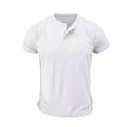 thumbnail image 3 of Men's Henley T-Shirt Casual Crew Neck Short Sleeve Button Shirts Summer Fashion Solid Color Basic Tee Tops, 3 of 4