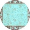 thumbnail image 1 of Ahgly Company Indoor Round Oriental Light Blue Modern Area Rugs, 3' Round, 1 of 4