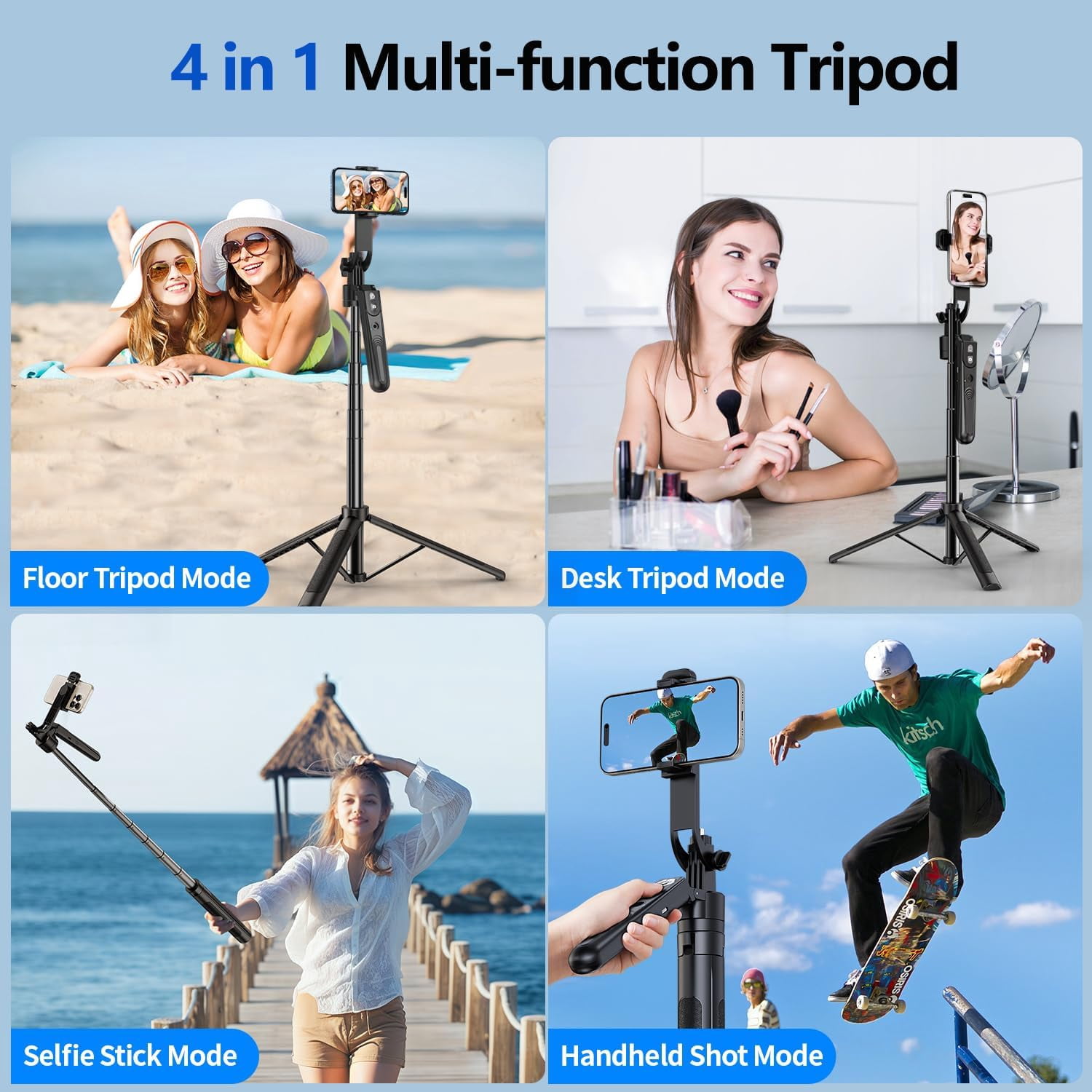 NEOYFC  Face Tracking Tripod 360° Rotation with Stand, 70.9" Motion Sensor Phone Tripod Stand, No App, Gesture Control, Smart Face Body Auto Tracking Selfie Stick Tripods for Video Record/