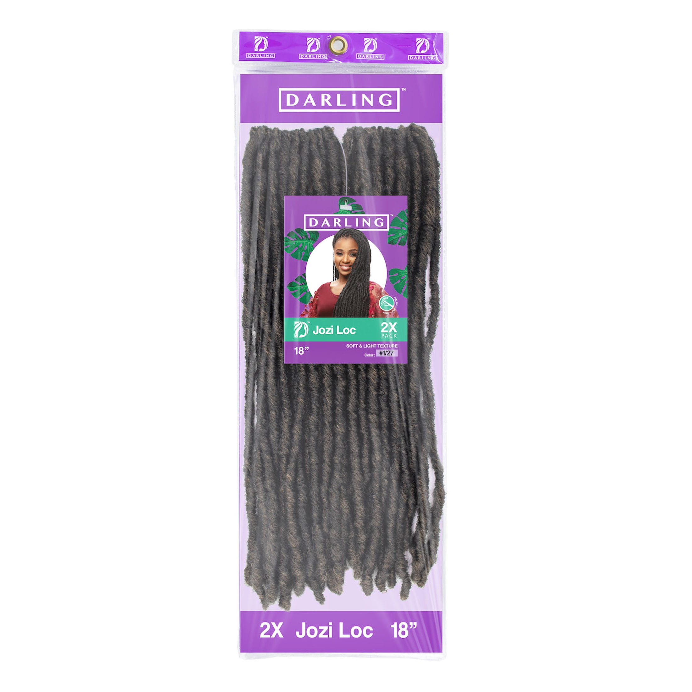 (4 pack) Darling Jozi Locs Crochet Hair 2X Pack, 18 inch, 1/27, Adult, Female