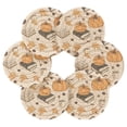 thumbnail image 7 of Yayeee 6 PCS Drink Coasters with Holder Set Woven Absorbent Round Tabletop Hot Pad, Beige Fall Books, 7 of 7