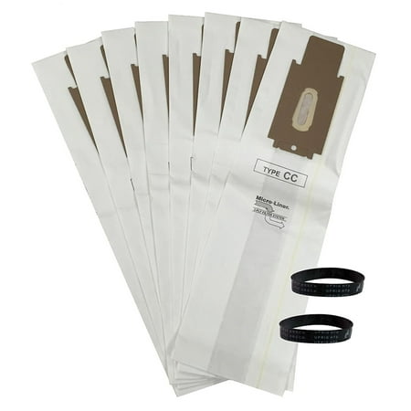 8 Oreck CC XL Allergen Vacuum Bags (CCPK8DW) and 2 Belts (0300604)for ORECK CC XL XL2