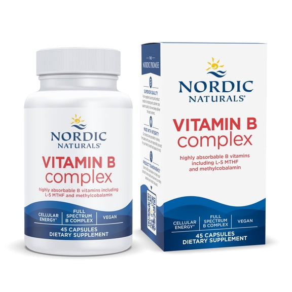 Nordic Naturals Vitamin B Complex, Capsules, Heart & Brain Health, 45 Ct