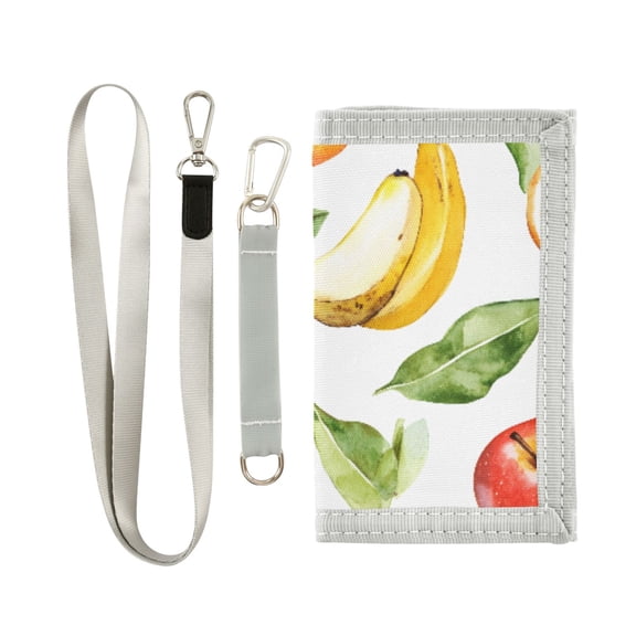 JIALIOU Nylon Trifold Card Wallet with ID Window Zipper Pocket for Men Women Teen Apples Oranges Bananas