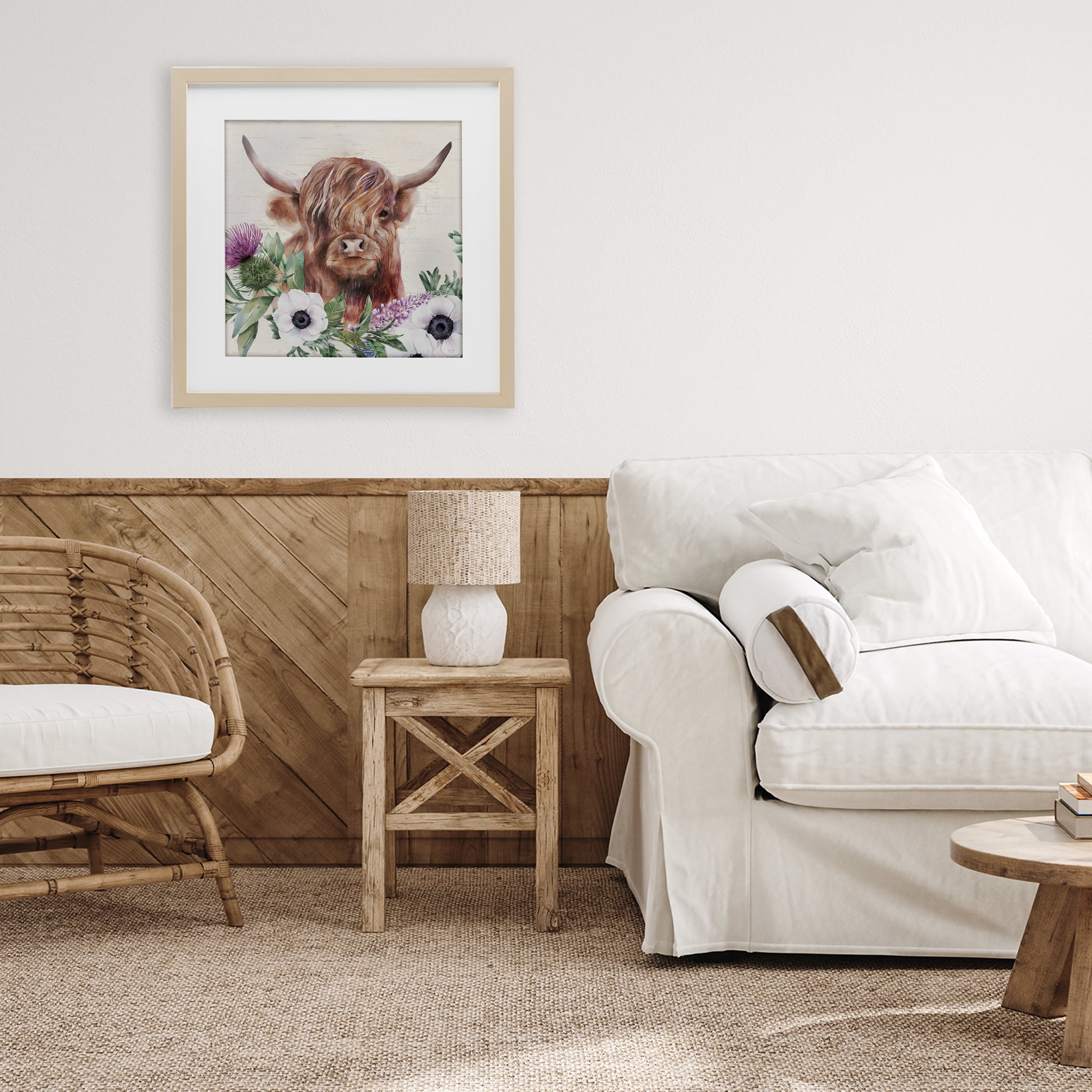Stupell Industries Penny The Highland Cow Birch Framed Print Under Glass, design by Lux + Me Designs