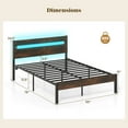 thumbnail image 3 of Costway Full Size Bed Frame with Built-in Charging Station Sturdy Mattress Foundation Walnut + Black, 3 of 9