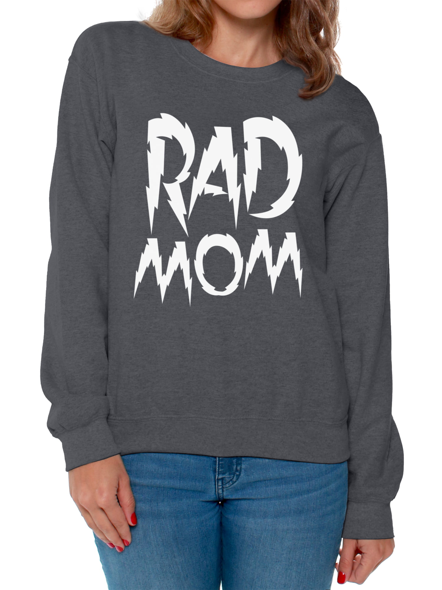 Awkward Styles Women's Rad Mom Funny Graphic Sweatshirt Tops White ...