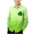 thumbnail image 1 of RXMEKW Chemise à Manches Longues Imprimée pour la Saint-Patrick pour Garçons avec Col Rabattu, 95 % Coton 5 % Spandex, Vert, 1 of 7