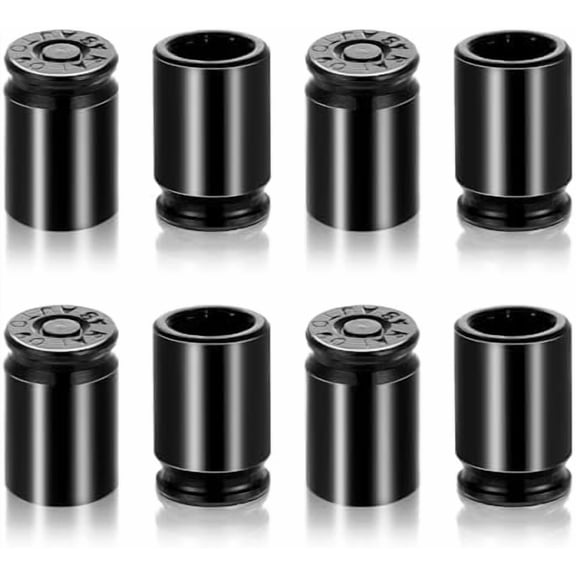 8 Pcs Bullet Valve Stem Caps Aluminum Alloy Tire Valve Stem Caps Dustproof Tire Air Stem-Covers for Cars Motorcycle SUV Trucks Bike (Black Color)