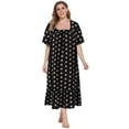thumbnail image 4 of Sunsent Women's Plus Size Nightgown Comfy Short Sleeve Sleepwear Full-Length Floral Printed Square Neckline Sleepshirt Loungewear XL-5XL, 4 of 8
